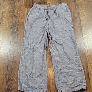 Old Navy Pants Womens Medium Blue Cropped Linen Blend Pull On Stretch